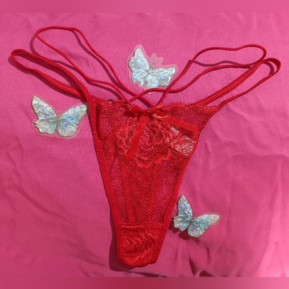 New Red Lace Thong